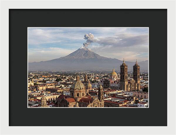 Popocatepetl Over Puebla Rooftops