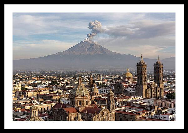 Popocatepetl Over Puebla Rooftops