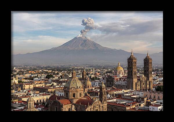 Popocatepetl Over Puebla Rooftops