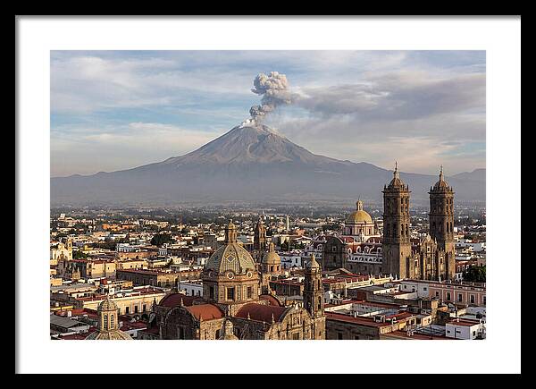 Popocatepetl Over Puebla Rooftops