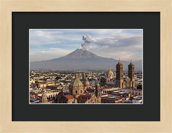 Popocatepetl Over Puebla Rooftops