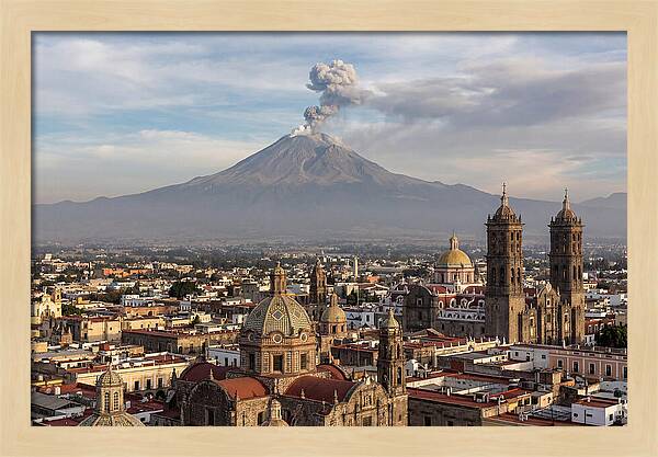 Popocatepetl Over Puebla Rooftops