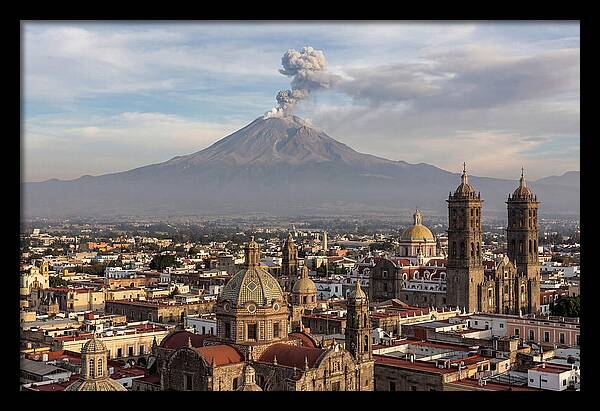 Popocatepetl Over Puebla Rooftops