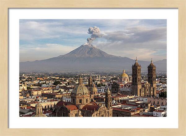 Popocatepetl Over Puebla Rooftops