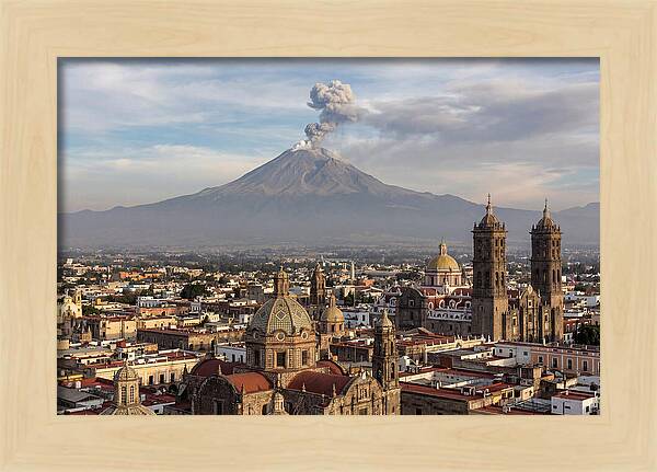 Popocatepetl Over Puebla Rooftops