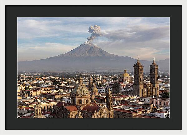 Popocatepetl Over Puebla Rooftops