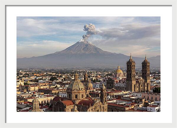 Popocatepetl Over Puebla Rooftops