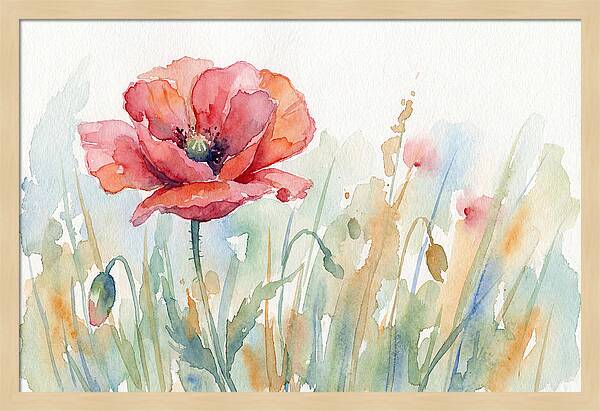 Poppy Bloom In Watercolor