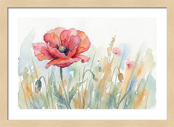 Poppy Bloom In Watercolor