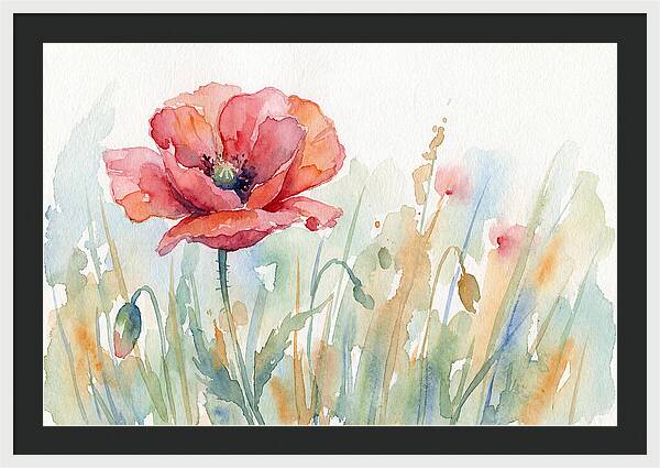 Poppy Bloom In Watercolor