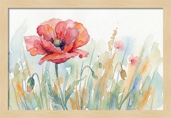 Poppy Bloom In Watercolor