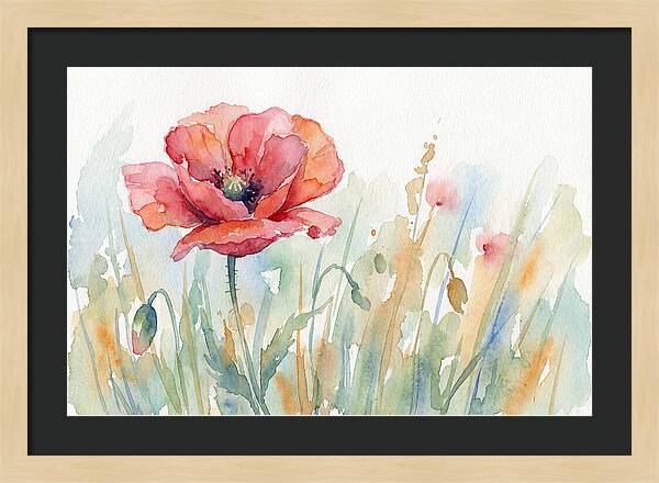 Poppy Bloom In Watercolor