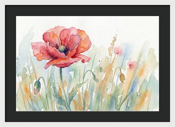 Poppy Bloom In Watercolor