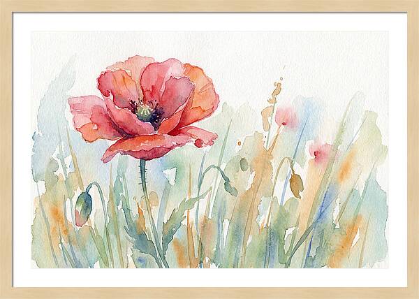 Poppy Bloom In Watercolor