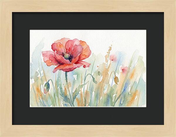 Poppy Bloom In Watercolor