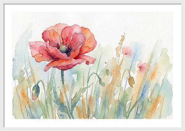 Poppy Bloom In Watercolor