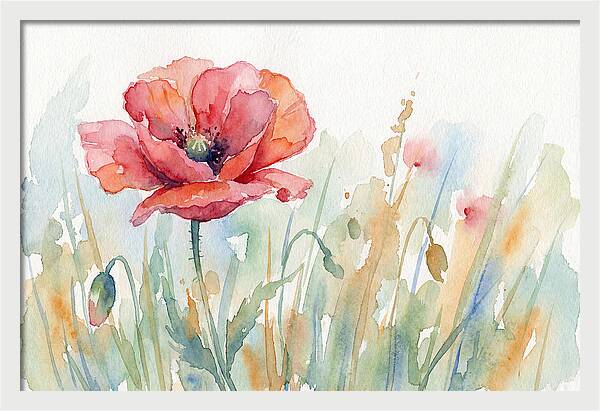 Poppy Bloom In Watercolor