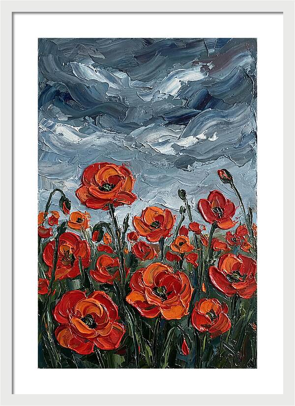 Poppy Field Under Dramatic Skies