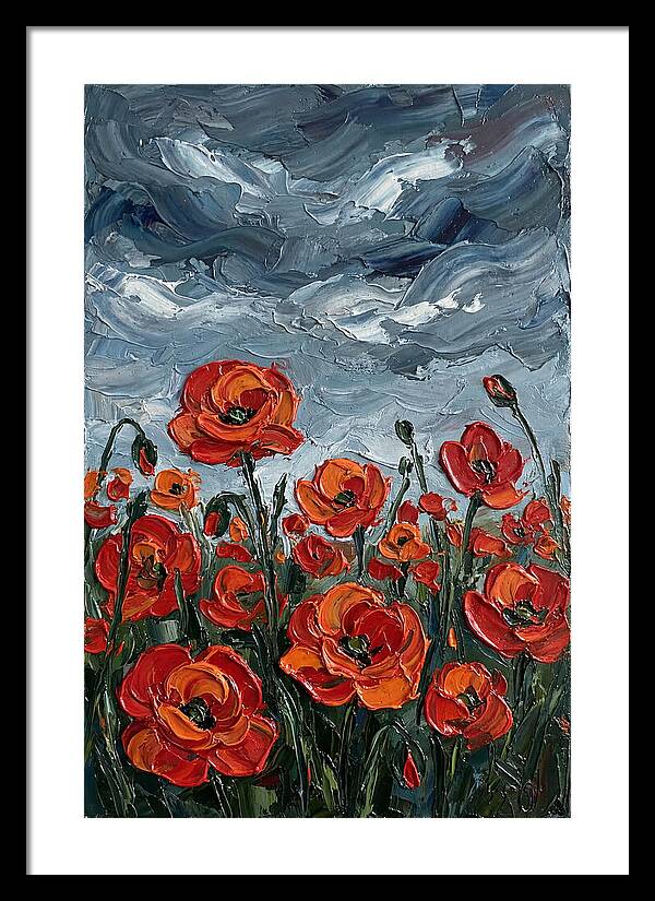 Poppy Field Under Dramatic Skies