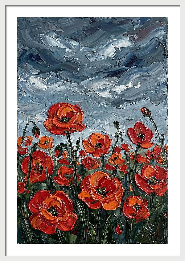 Poppy Field Under Dramatic Skies