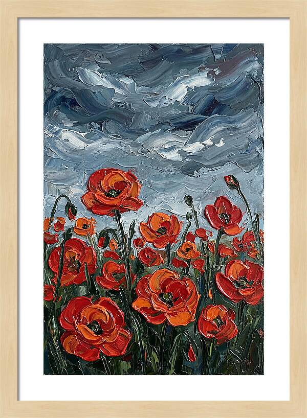 Poppy Field Under Dramatic Skies