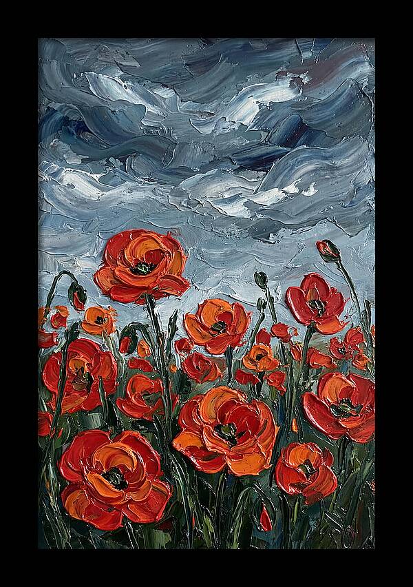 Poppy Field Under Dramatic Skies