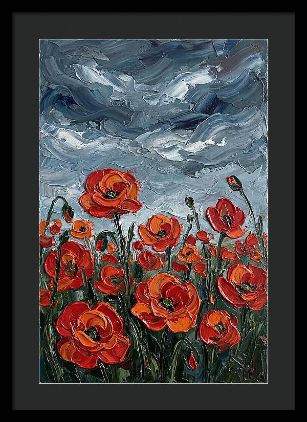 Poppy Field Under Dramatic Skies