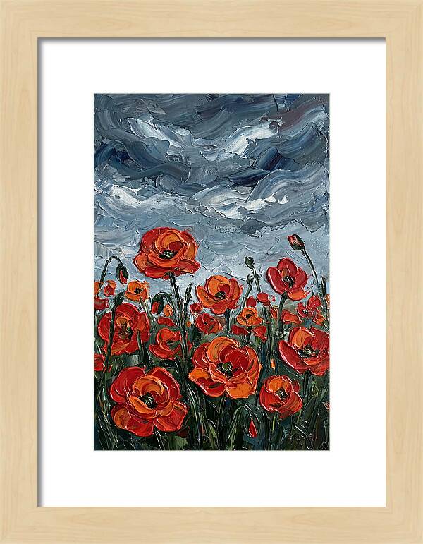 Poppy Field Under Dramatic Skies
