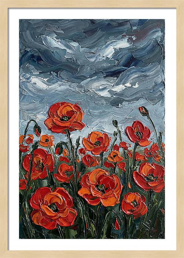 Poppy Field Under Dramatic Skies