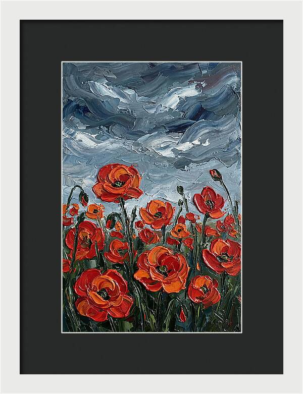 Poppy Field Under Dramatic Skies