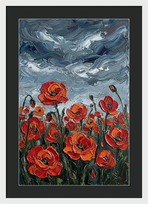 Poppy Field Under Dramatic Skies