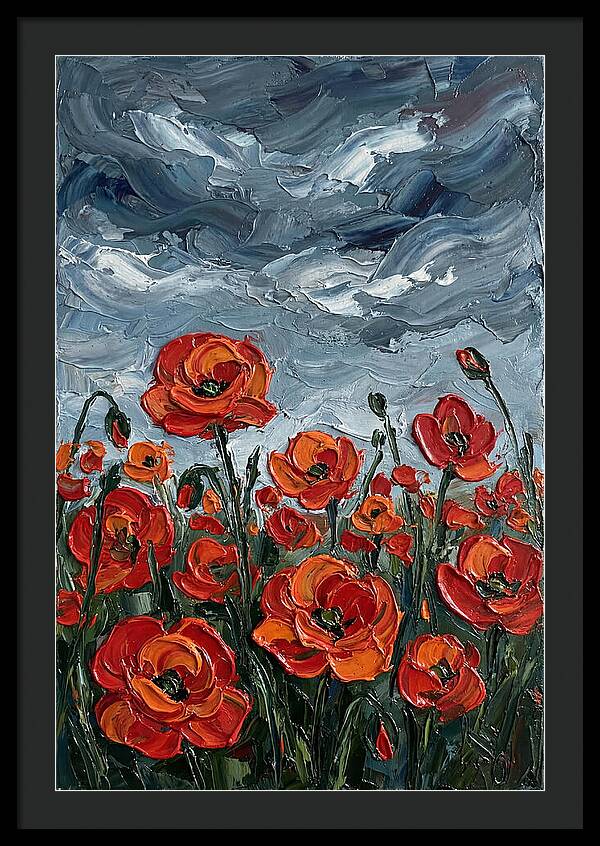 Poppy Field Under Dramatic Skies