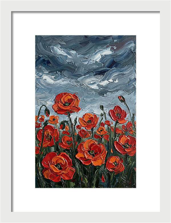 Poppy Field Under Dramatic Skies