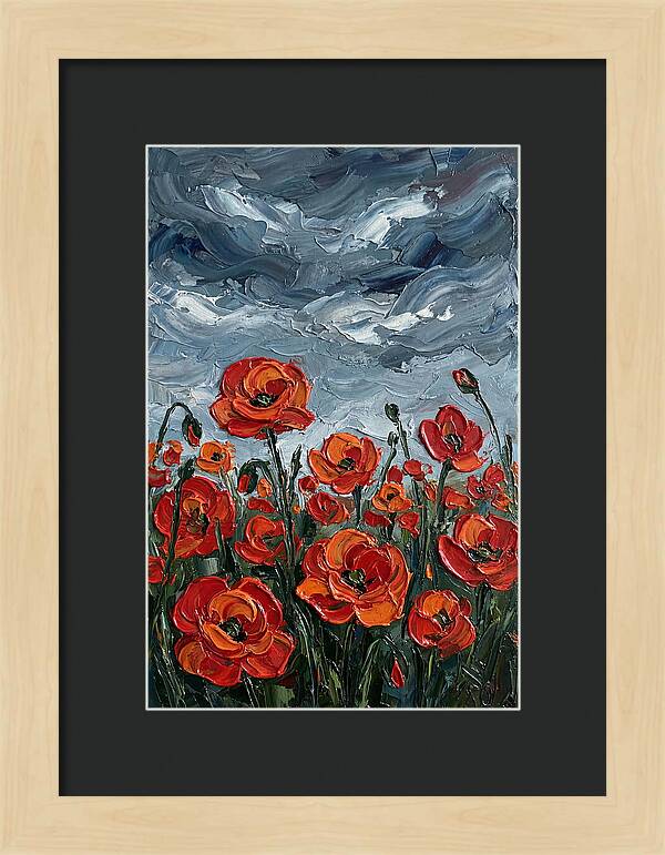 Poppy Field Under Dramatic Skies