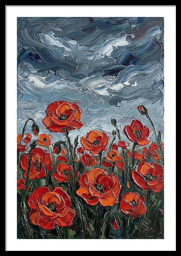 Poppy Field Under Dramatic Skies