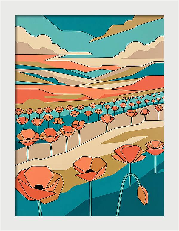 Poppy Fields Under Vibrant Skies