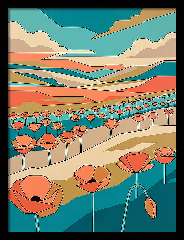 Poppy Fields Under Vibrant Skies