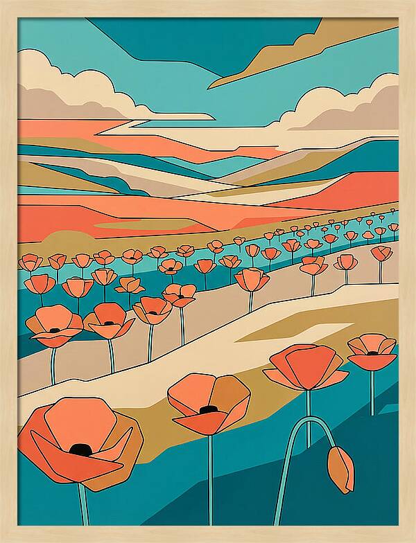 Poppy Fields Under Vibrant Skies