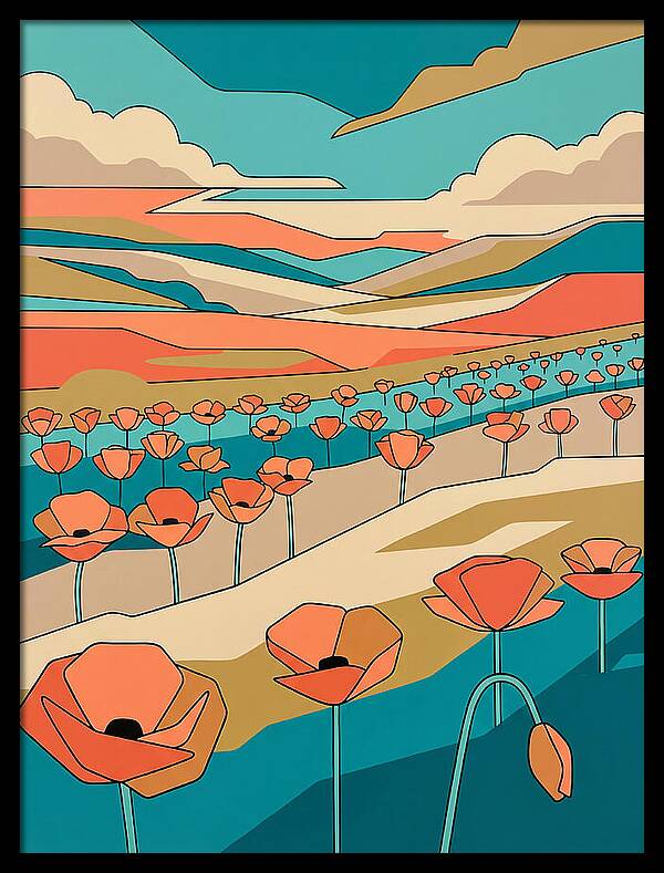 Poppy Fields Under Vibrant Skies