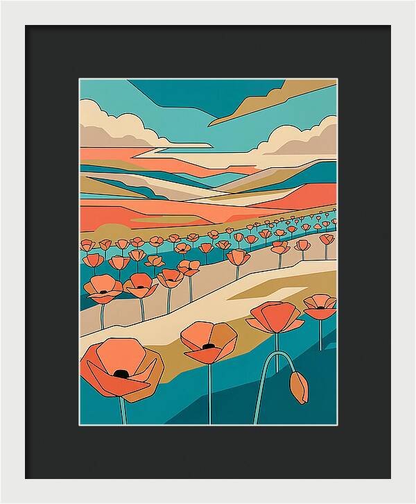 Poppy Fields Under Vibrant Skies