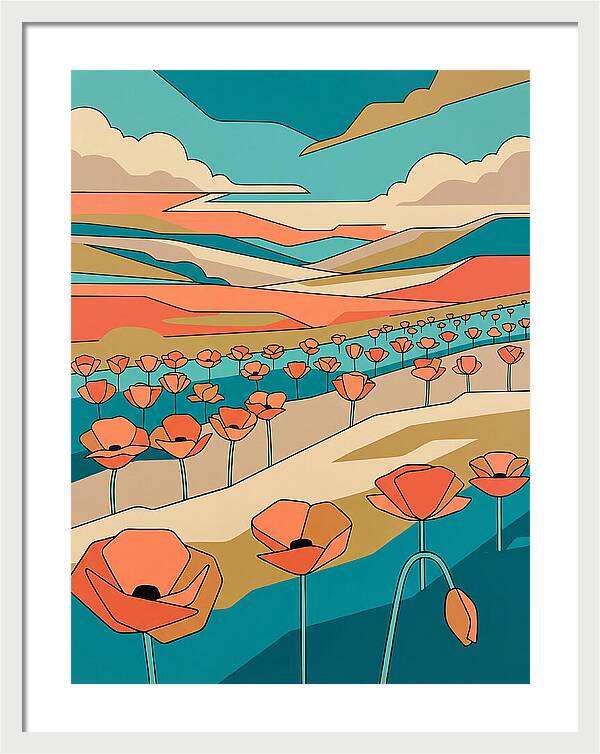 Poppy Fields Under Vibrant Skies