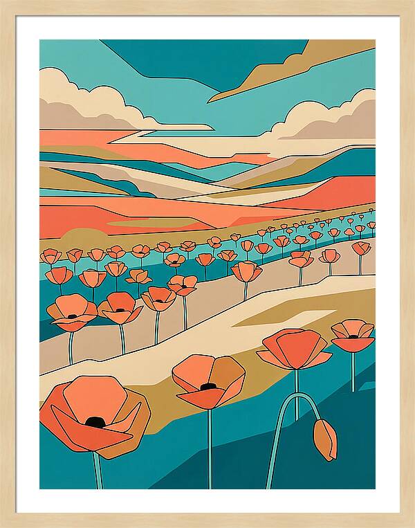 Poppy Fields Under Vibrant Skies