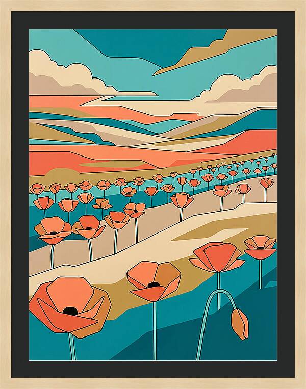 Poppy Fields Under Vibrant Skies