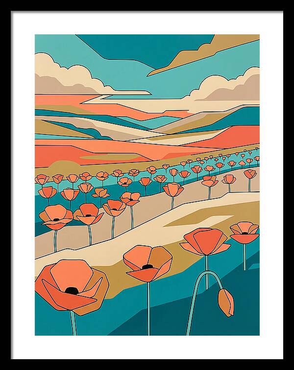 Poppy Fields Under Vibrant Skies
