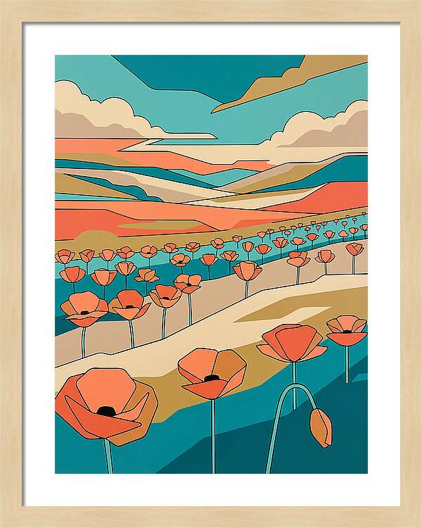 Poppy Fields Under Vibrant Skies
