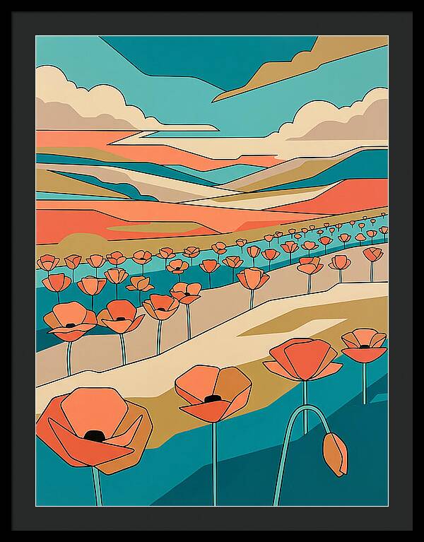 Poppy Fields Under Vibrant Skies