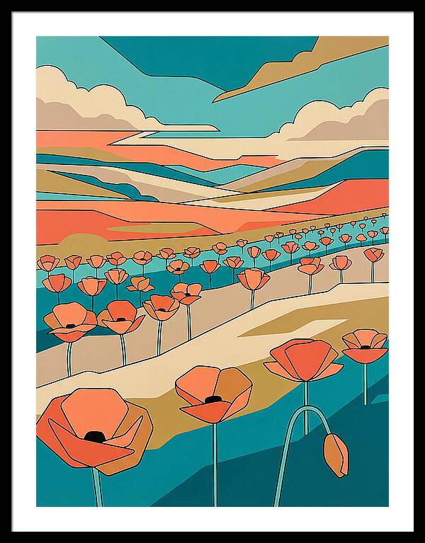 Poppy Fields Under Vibrant Skies