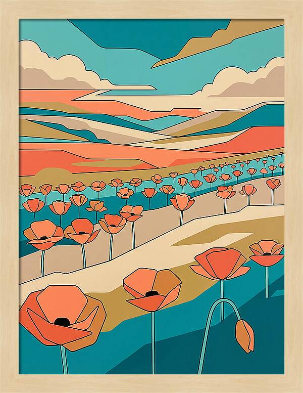 Poppy Fields Under Vibrant Skies