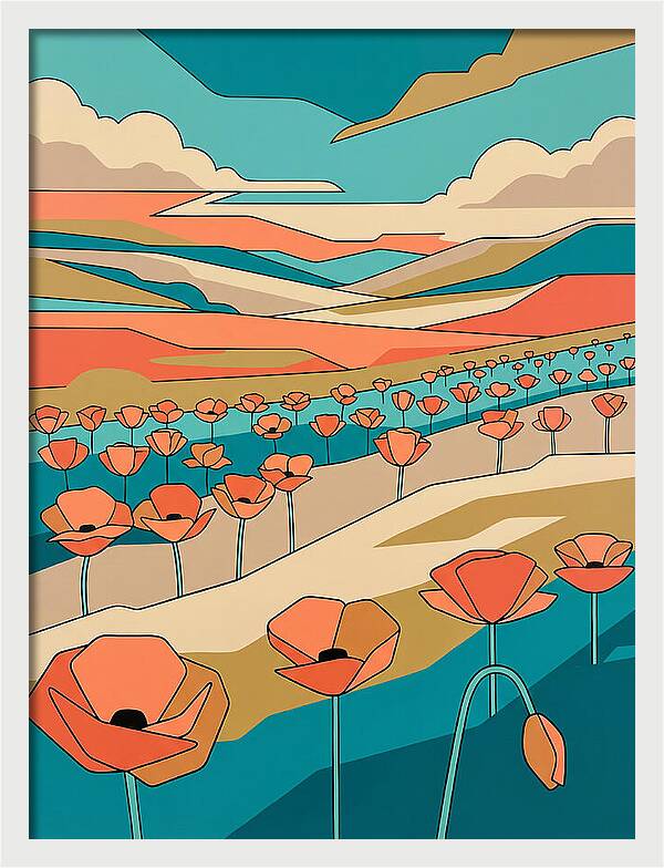 Poppy Fields Under Vibrant Skies