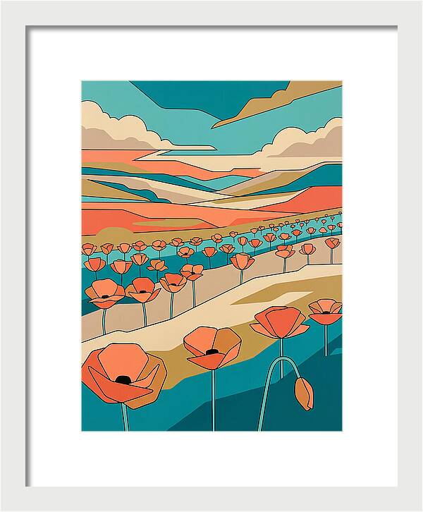 Poppy Fields Under Vibrant Skies